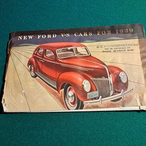 Vintage New Ford V8 Cars For 1939, dealer brochure.